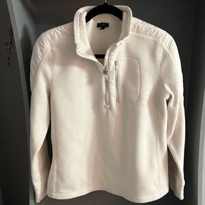 Talbots Cream Quarter-Zip Fleece Pullover